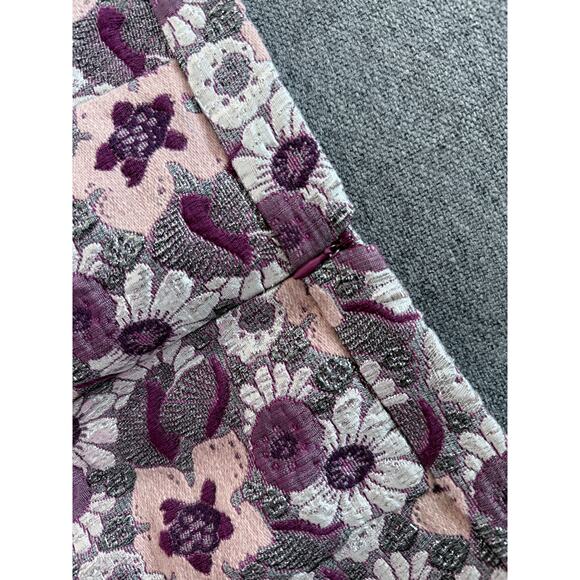 J CREW COLLECTION wool silk pink silver purple floral brocade mini pencil skirt - Picture 5 of 8